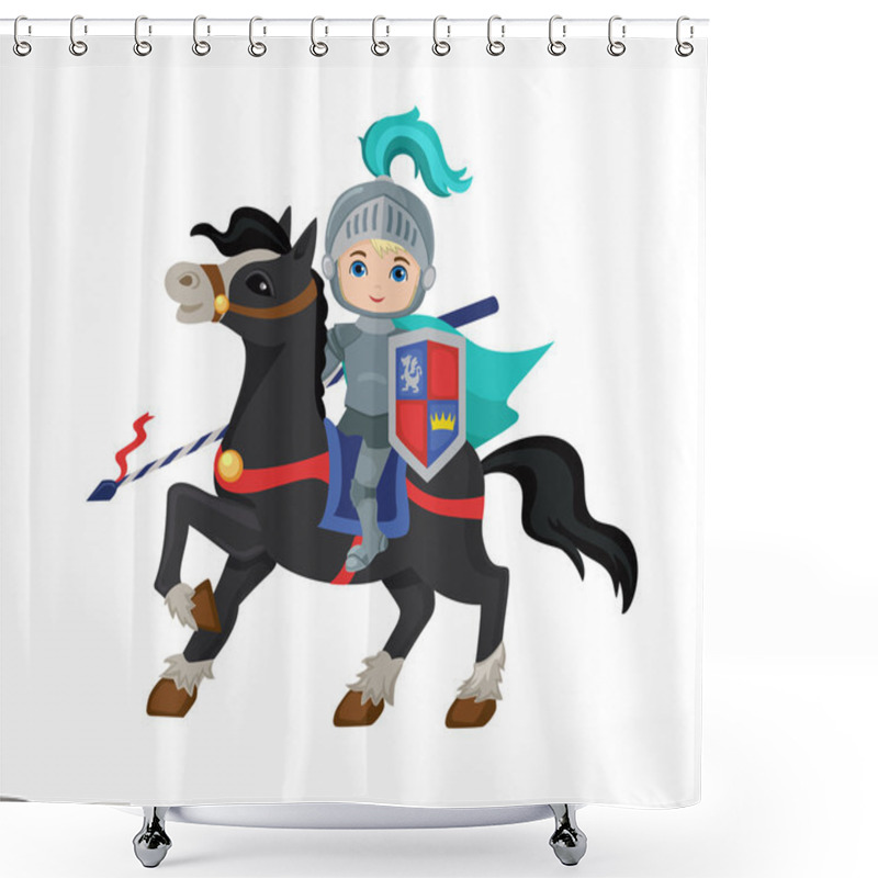 Personality  Brave Knight Riding On A Horse Ready For Battle. Shower Curtains