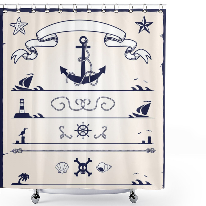 Personality  Nautical Design Elements Shower Curtains