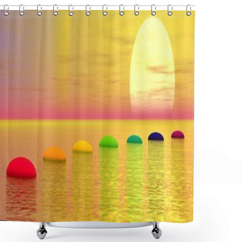 Personality  Chakra Steps To The Sun - 3D Render Shower Curtains