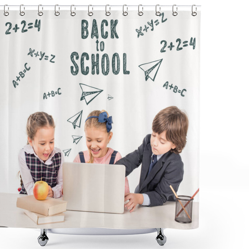 Personality  Schoolchildren Using Laptop Shower Curtains