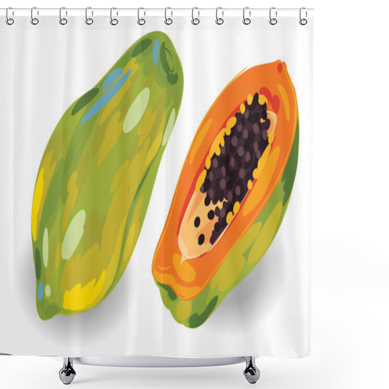 Personality  Hand Drawn Papaya Set Shower Curtains