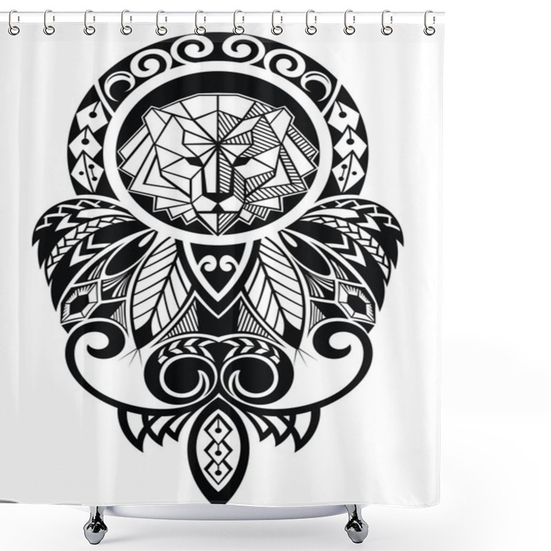 Personality  Tattoo Design With Head Of Leo Shower Curtains