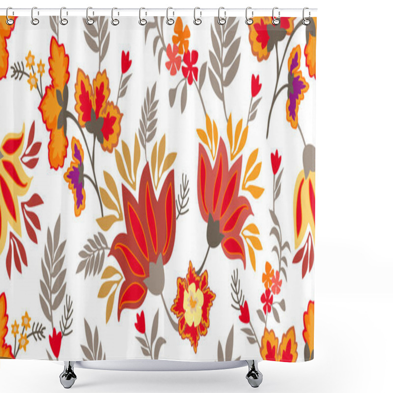 Personality  Botanical Border With Russian Motifs. Shower Curtains