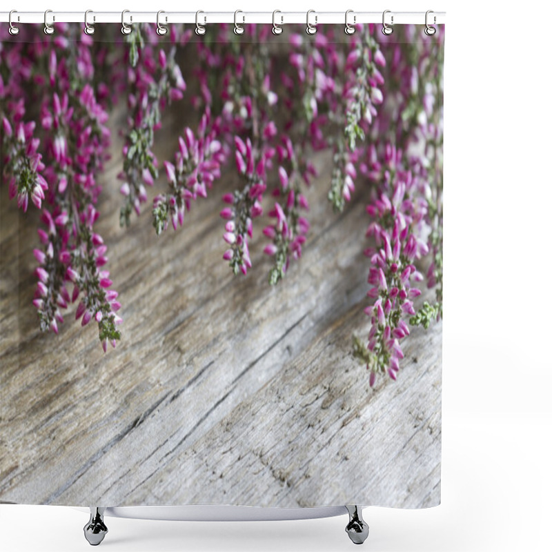 Personality  Heather On Wooden Boards Abstract Floral Background Shower Curtains