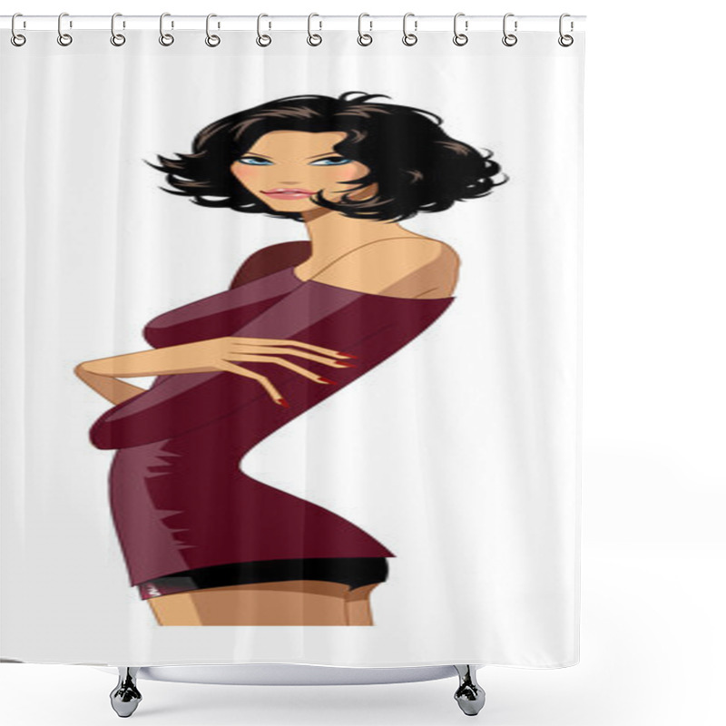 Personality  Fashionable City Woman Shower Curtains