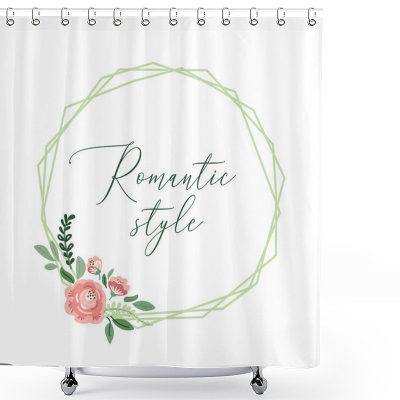 Personality  Cute Botanical Theme Floral Frame Background With Bouquets Of Hand Drawn Rustic Roses And Leaves Branches In Neutral Colors Shower Curtains