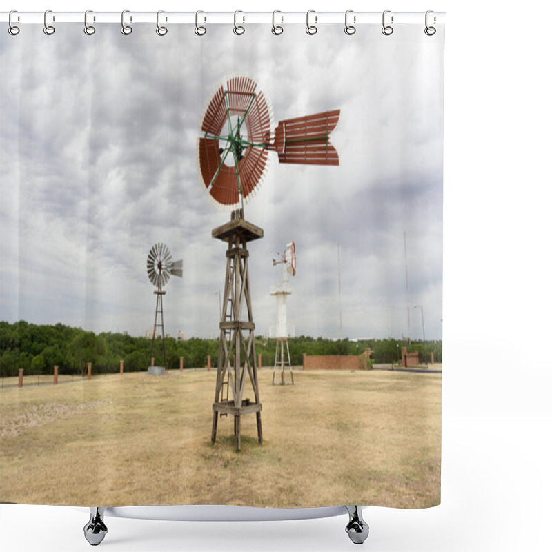 Personality  Windmill And Prairie Pinwheels Made Of Metal Shower Curtains