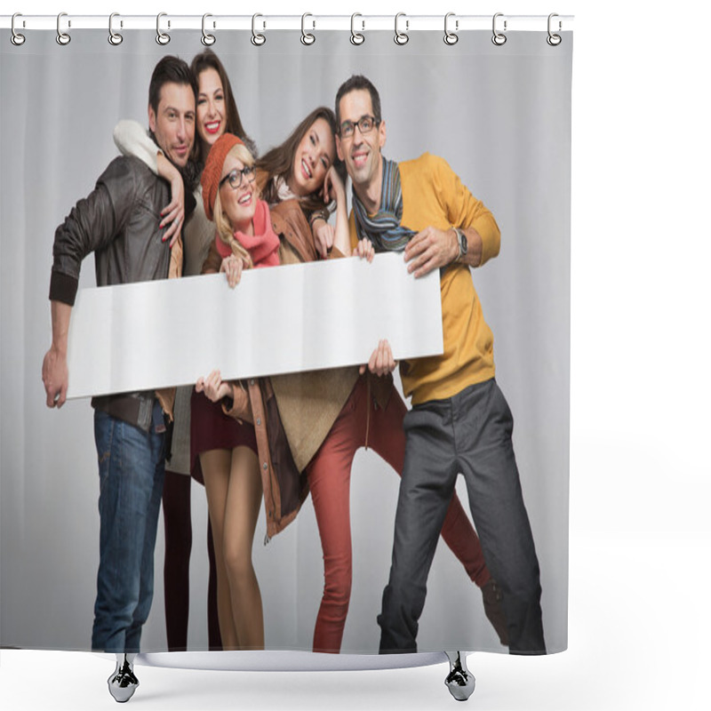 Personality  Group Of Friends Want To Advertise Shower Curtains