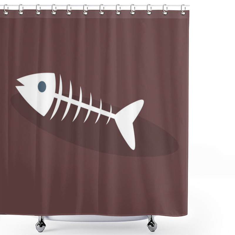 Personality  A Minimalistic White Fish Bone Is Centered On A Brown Background, Casting A Soft Shadow. Ideal For Seafood Themes, Restaurant Decor, Fishing Industries, Minimalist Art, And Marine Biology. Clean Shower Curtains