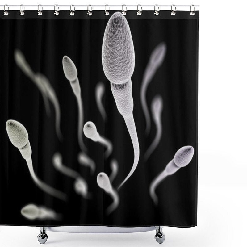 Personality  Sperm With Macro On Black Background Shower Curtains