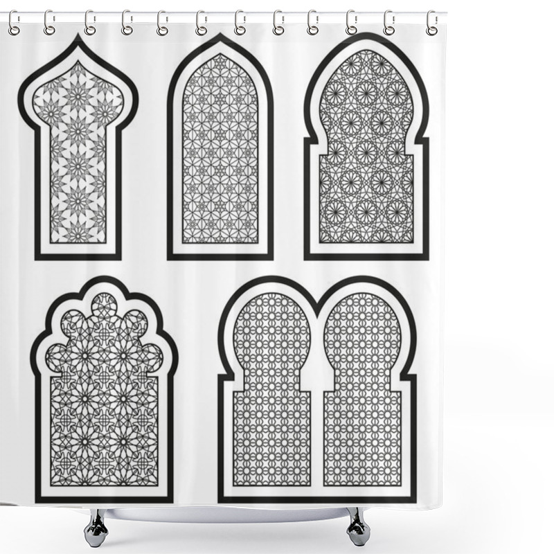 Personality  Arabic Or Islamic Windows Set. Vector Illustration. Shower Curtains