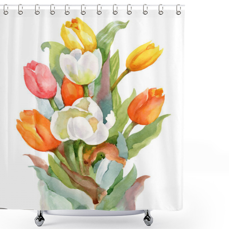 Personality  Garden Blooming Tulips  Flowers Shower Curtains