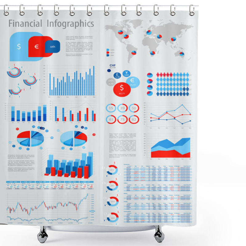 Personality  Financial Infographic Set With Charts Shower Curtains