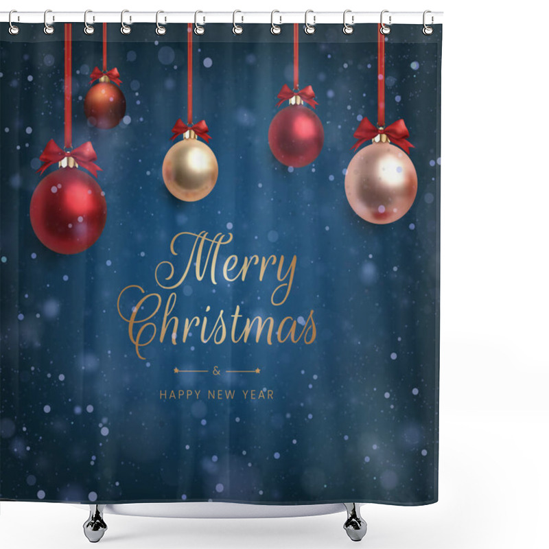 Personality  Elegant Merry Christmas And New Year Background Vector Illustration Shower Curtains