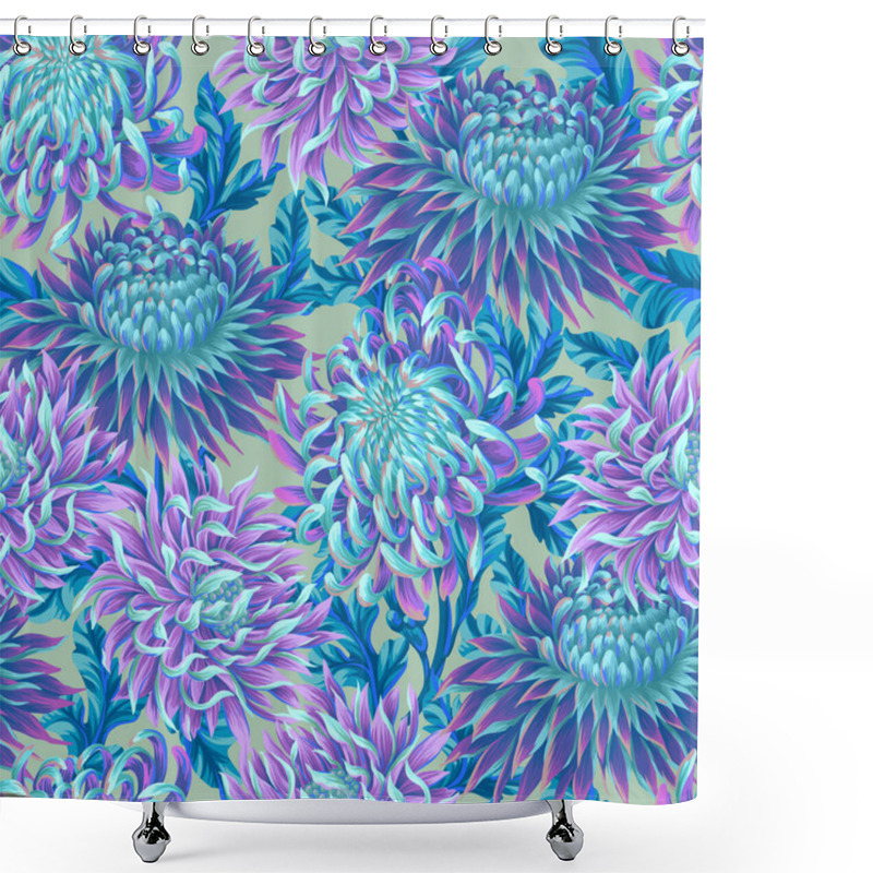 Personality  Seamless Pattern With Chrysanthemums. Vector Shower Curtains