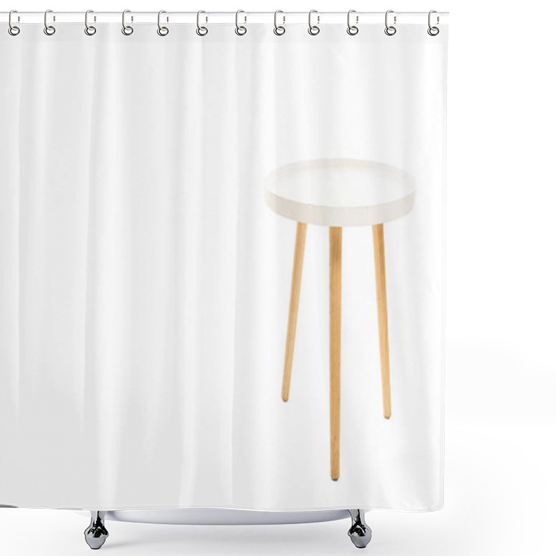 Personality  Modern Wooden Coffee Table Isolated On White Shower Curtains