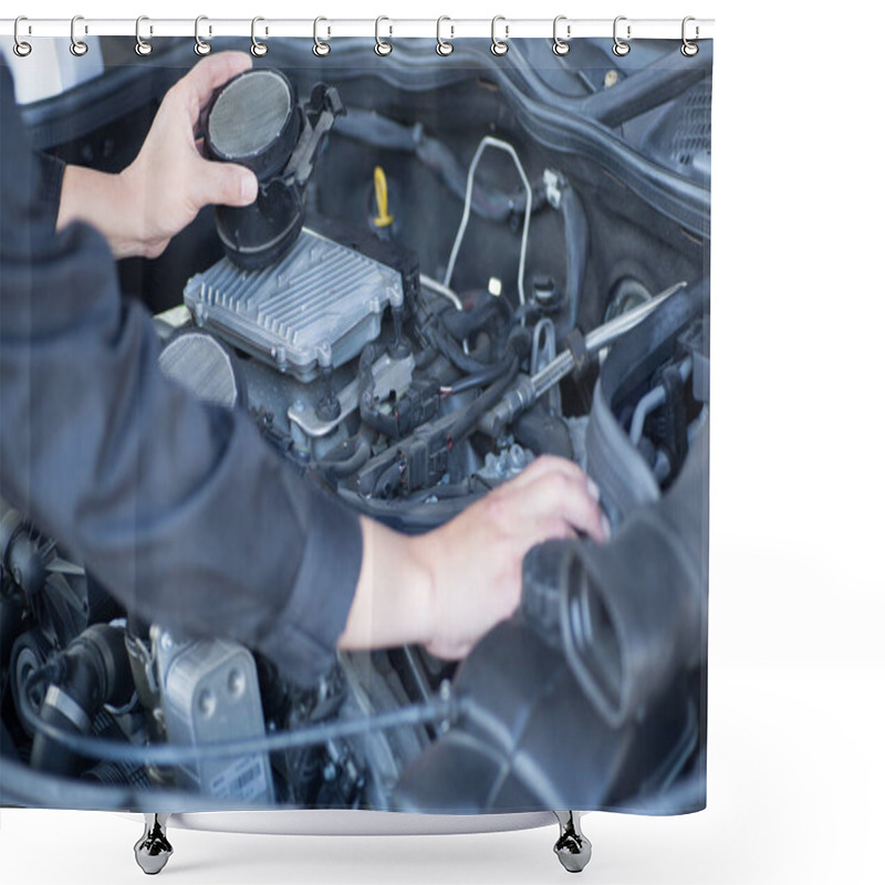 Personality  Mechanic And Car Repairing In Garage Shower Curtains