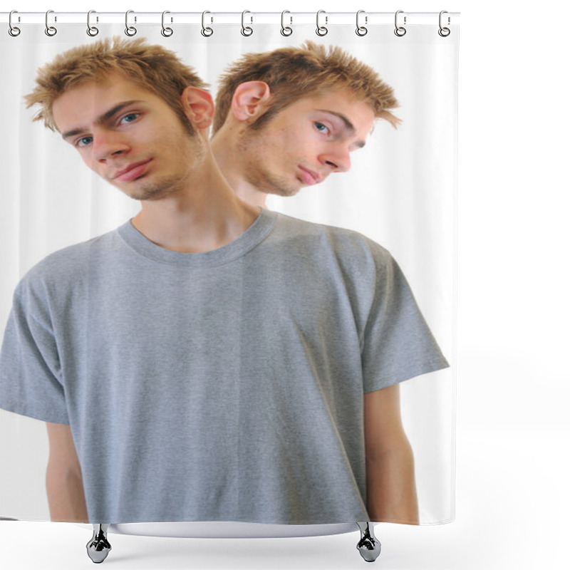 Personality  Two Conjoined Twins Isolated On White Background. Shower Curtains