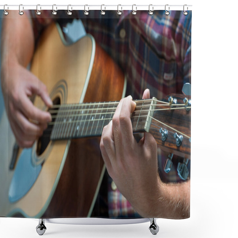 Personality  Musician Playing Acoustic Guitar Shower Curtains