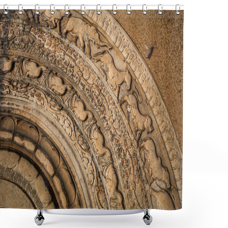 Personality  Moonstone At The Abhayagiri Monastery, Anuradhapura, Sri Lanka Shower Curtains