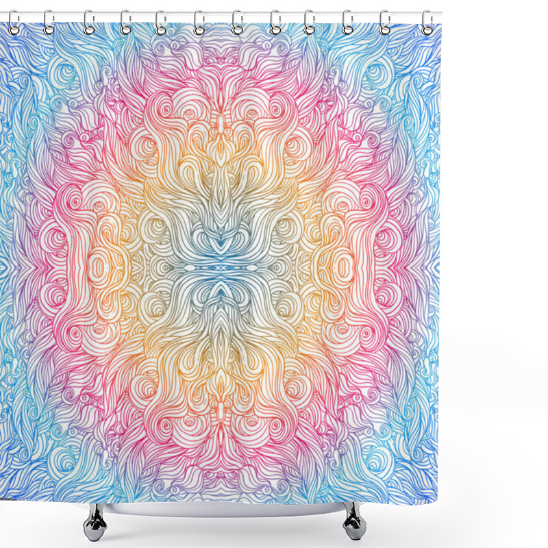 Personality  Vector Ornamental Mandala Inspired Ethnic Art, Patterned Indian  Shower Curtains