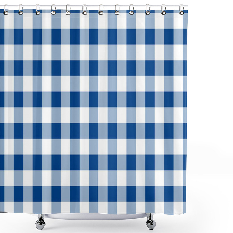 Personality  Blue And White Tablecloth Pattern, Texture From Rhombus/squares For - Plaid, Tablecloths, Clothes, Shirts, Dresses, Paper, Blankets And Other Textile Products. Vector Illustration. Shower Curtains