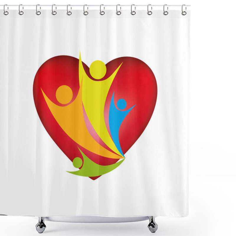 Personality  People Family Together Inside Heart Icon Shower Curtains