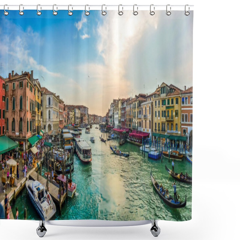 Personality  Panoramic View Of Famous Canal Grande From Famous Rialto Bridge In Venice, Italy Shower Curtains