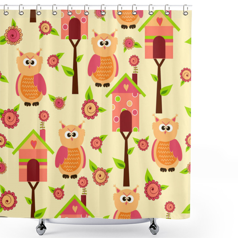 Personality  Pattern With Cute Birds Shower Curtains