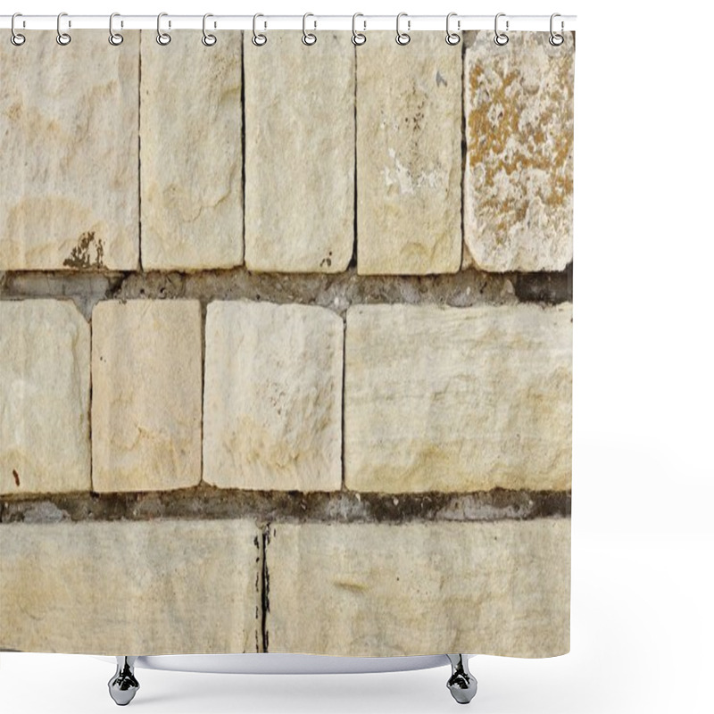 Personality  White Ancient Limestone Wall Background Texture Shower Curtains