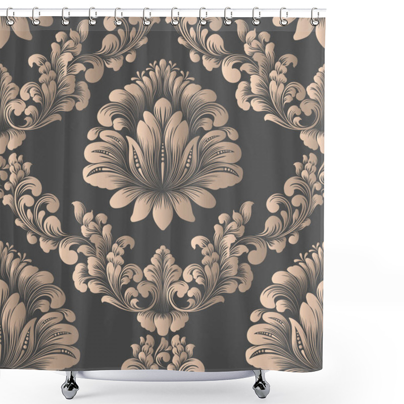 Personality  Vector Damask Seamless Pattern Element. Elegant Luxury Texture For Wallpapers, Backgrounds And Page Fill. 3D Elements With Shadows And Highlights. Paper Cut Shower Curtains