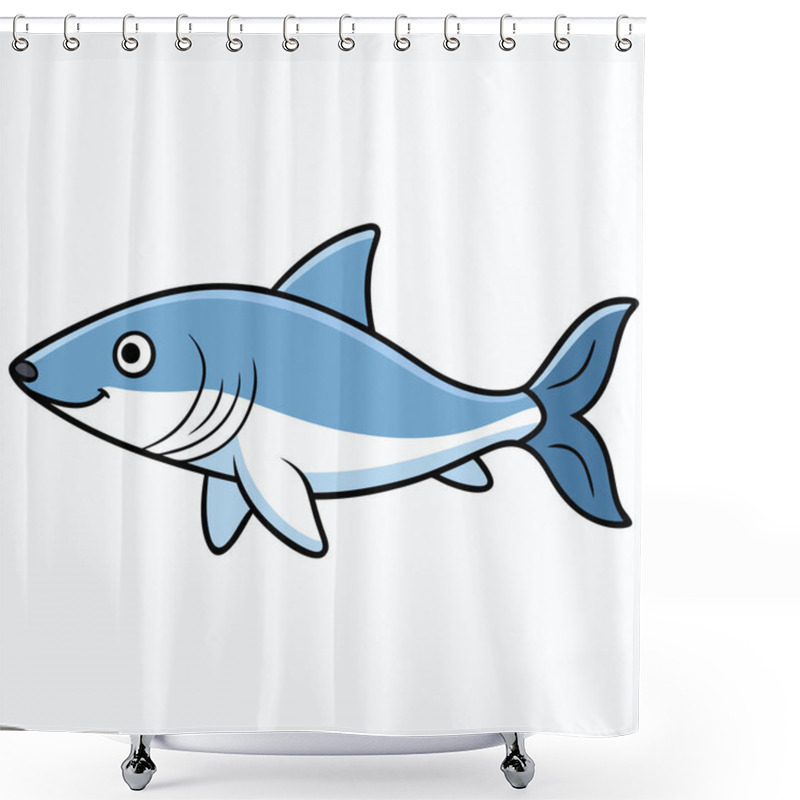 Personality  Wolf Fish Isolated Flat Vector Illustration On White Background Shower Curtains