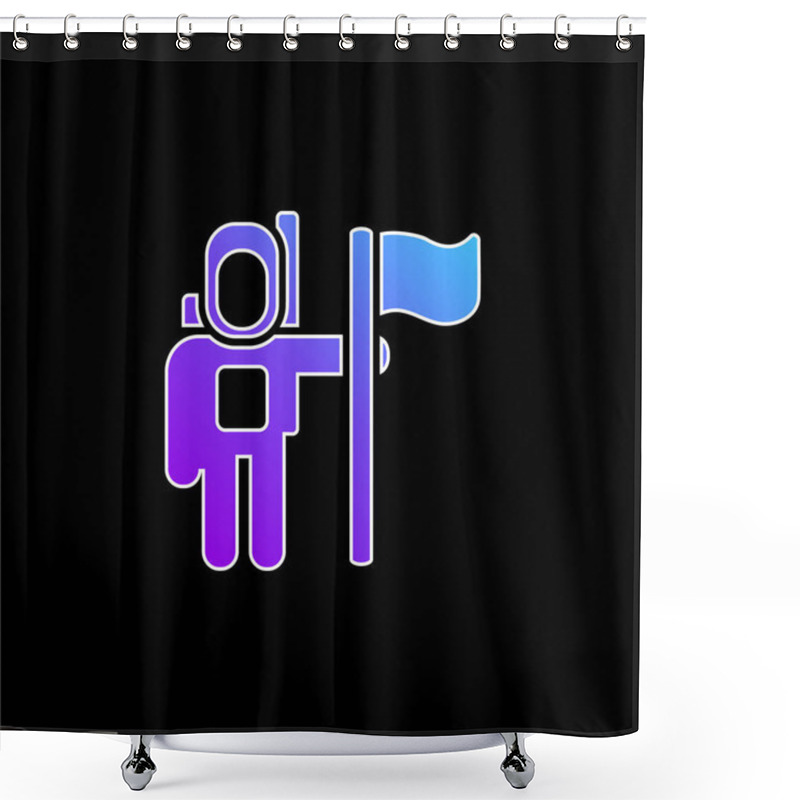 Personality  Astronaut Space Traveller With A Flag Blue Gradient Vector Icon Shower Curtains