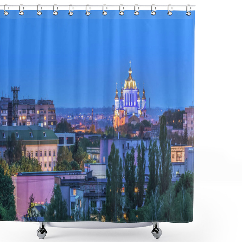 Personality  The Evening View Of The Pokrovsky Cathedral Of The City Of Rivne, Ukraine Is A Wonderful Pearl Of Temple Architecture, Which Has Become A Real Embodiment Of The Very Essence Of The Ukrainian Soul. Shower Curtains