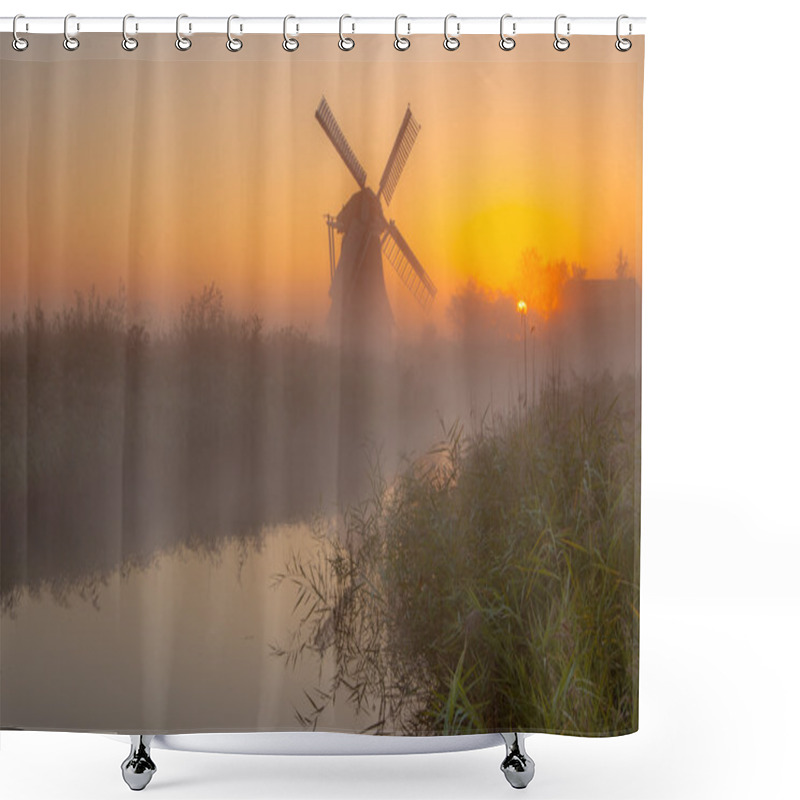 Personality  Windmill In A Wet Polder Shower Curtains