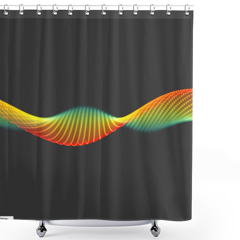 Personality  Wave With Connected Lines And Dots. Connection Structure. Wireframe Vector Illustration. Shower Curtains