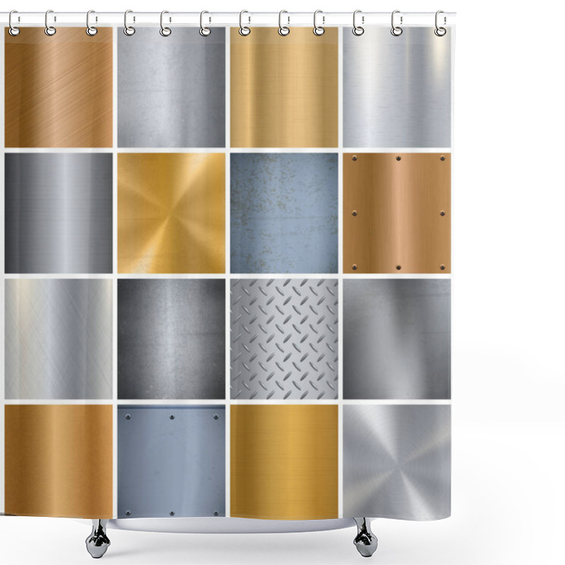 Personality  Metal Texture Realistic Big Icons Set Shower Curtains