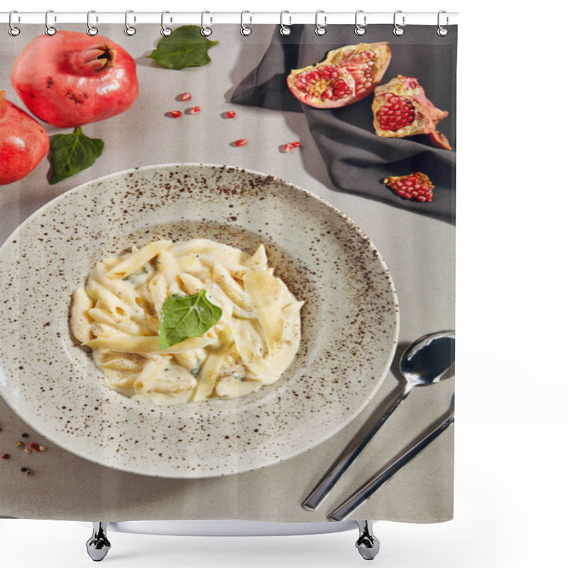 Personality  Macro Photo Of Penne Rigate 4 Cheeses Italian Pasta Shower Curtains