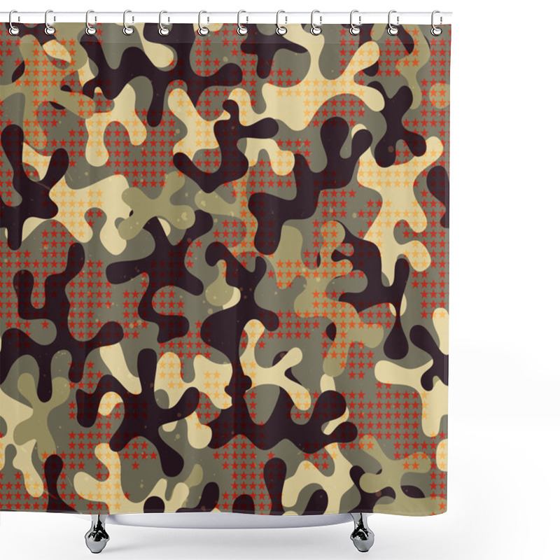 Personality  Camouflage Seamless Pattern With Star Shapes. Shower Curtains