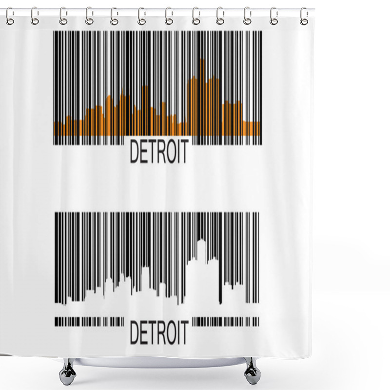 Personality  Detroit Barcode Shower Curtains