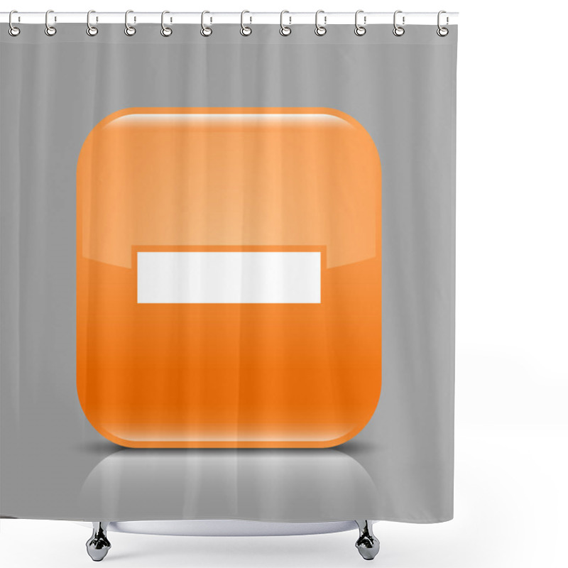 Personality  Orange Glossy Web Button With Minus Sign. Rounded Square Shape Icon With Black Shadow And Light Reflection On Gray Background. This Vector Illustration Saved In 8 Eps. See More Buttons In My Gallery Shower Curtains