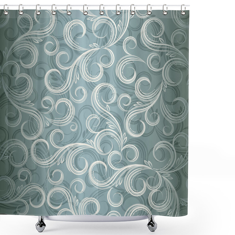 Personality  Seamless Curl Floral Background, Illustration In Eps10 Format. Shower Curtains