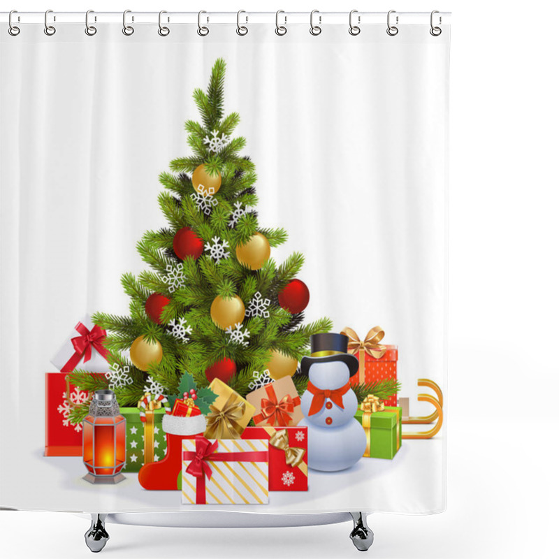 Personality  Vector Christmas Fir Tree Shower Curtains