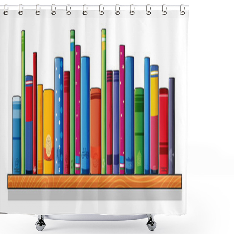 Personality  A Wooden Shelf With Books Shower Curtains