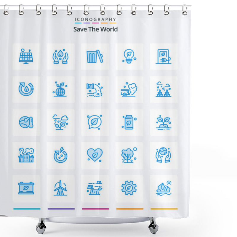 Personality  Creative Save The World 25 Blue Icon Pack  Such As Electric. Car. Environment. Idea. Environment Shower Curtains