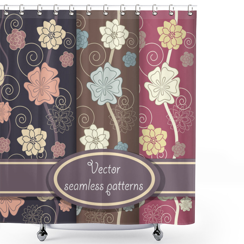 Personality  Vector Set Of Elegant Floral Patterns Shower Curtains