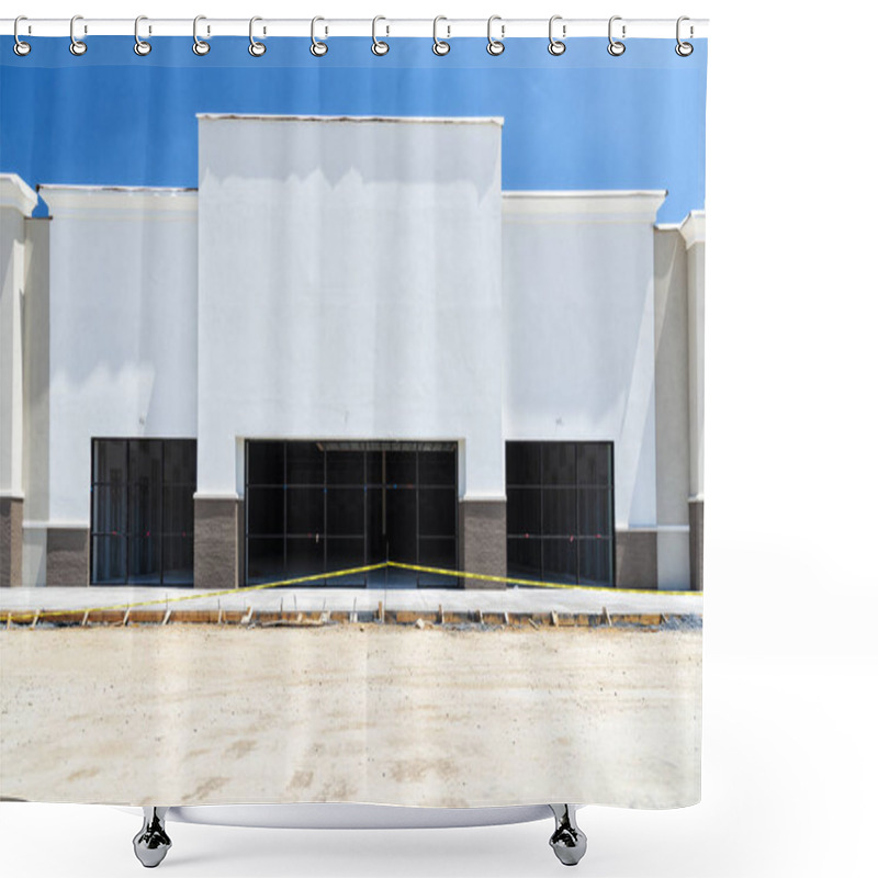 Personality  Blank Fascade Of New Retail Construction Of A New Shopping Center. Shower Curtains