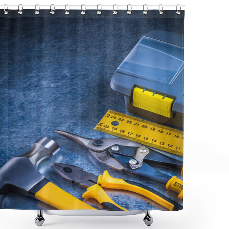 Personality  Toolbox, Claw Hammer, Ruler, Pliers Shower Curtains