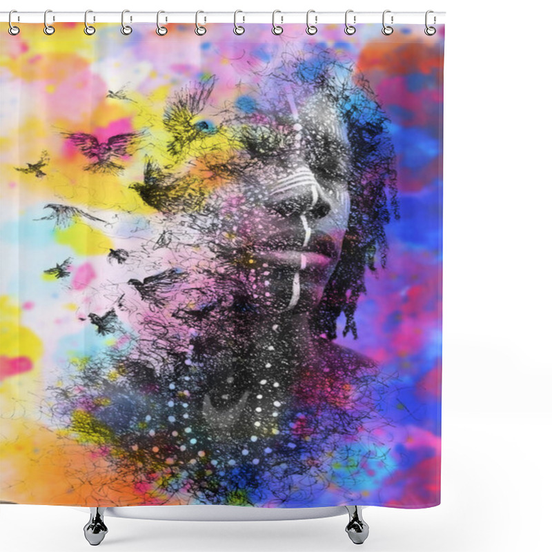 Personality  Creative Photo Manipulation Of A Portrait Shower Curtains