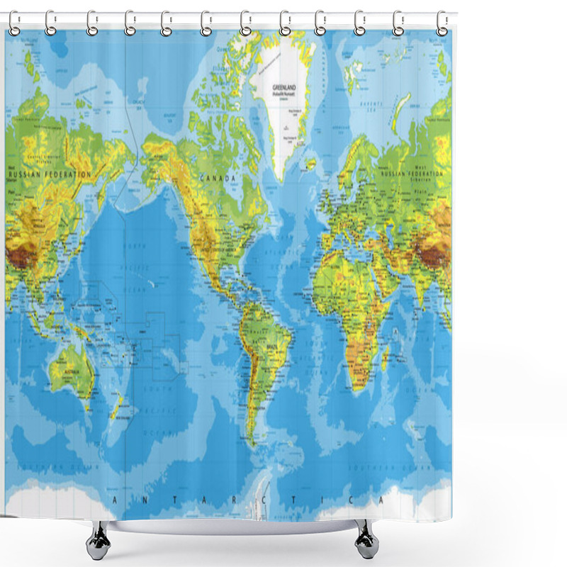 Personality  America Centered Physical World Map Shower Curtains